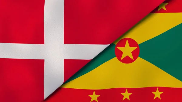 Dos Estados Banderas Dinamarca Granada Fondo Negocio Alta Calidad Ilustración —  Fotos de Stock