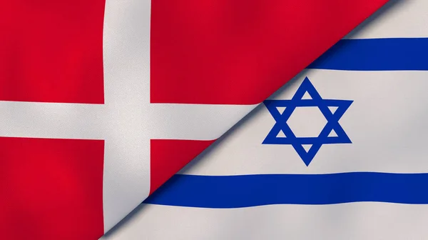 Dwa Państwa Bandery Danii Izraela Wysokiej Jakości Doświadczenie Biznesowe Ilustracja — Zdjęcie stockowe