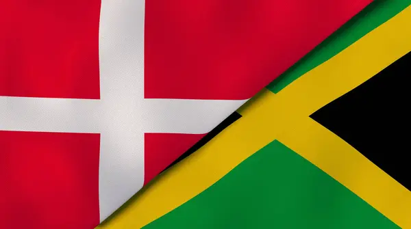Dos Estados Banderas Dinamarca Jamaica Fondo Negocio Alta Calidad Ilustración —  Fotos de Stock
