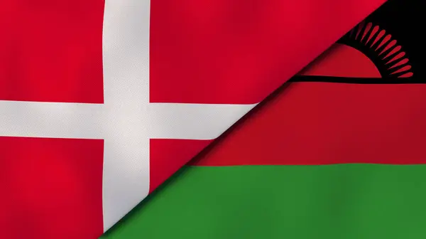 Danimarka Malavi Nin Iki Bayrağı Kaliteli Bir Geçmişi Illüstrasyon — Stok fotoğraf