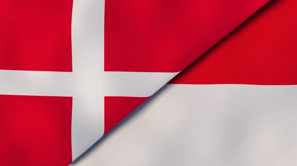 Två Flaggstater Från Danmark Och Monaco Hög Kvalitet Affärsbakgrund Illustration — Stockfoto