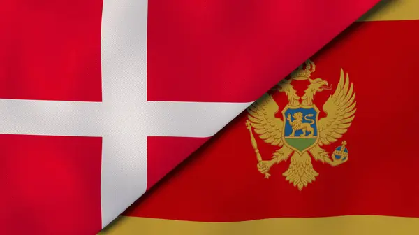 Dwa Państwa Bandery Danii Czarnogóry Wysokiej Jakości Doświadczenie Biznesowe Ilustracja — Zdjęcie stockowe