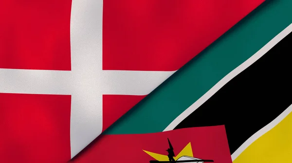 Två Stater Flaggar Danmark Och Moçambique Hög Kvalitet Affärsbakgrund Illustration — Stockfoto