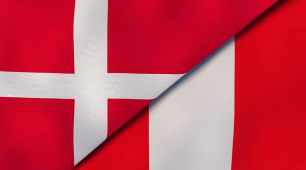 Två Stater Flaggar Danmark Och Peru Hög Kvalitet Affärsbakgrund Illustration — Stockfoto