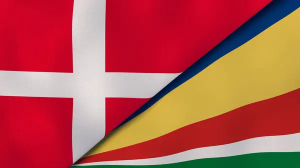Två Stater Flaggar Danmark Och Seychellerna Hög Kvalitet Affärsbakgrund Illustration — Stockfoto
