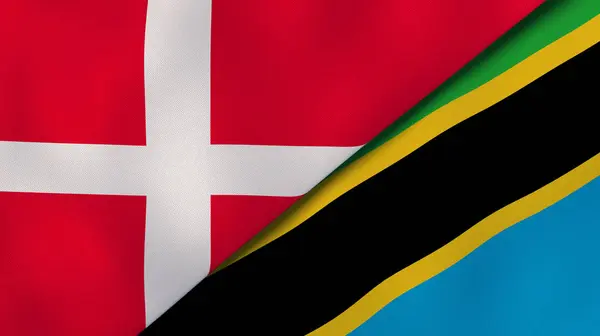 Dos Estados Banderas Dinamarca Tanzania Fondo Negocio Alta Calidad Ilustración —  Fotos de Stock