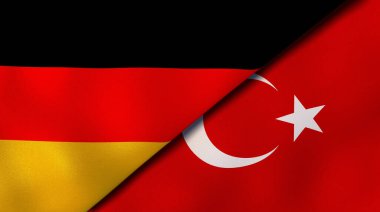 Almanya ve Türkiye 'nin iki bayrağı. Kaliteli bir iş geçmişi. 3d illüstrasyon