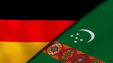 Almanya ve Türkmenistan 'ın iki bayrağı. Kaliteli bir iş geçmişi. 3d illüstrasyon