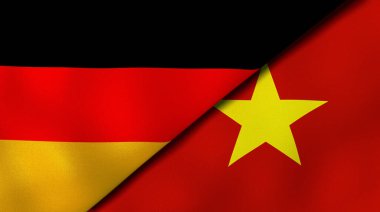 Almanya ve Vietnam 'ın iki bayrağı. Kaliteli bir iş geçmişi. 3d illüstrasyon