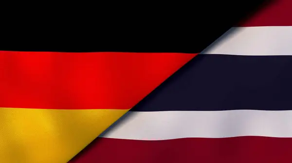 Δύο Πολιτείες Σημαίες Της Γερμανίας Και Της Ταϊλάνδης Επαγγελματικό Υπόβαθρο — Φωτογραφία Αρχείου