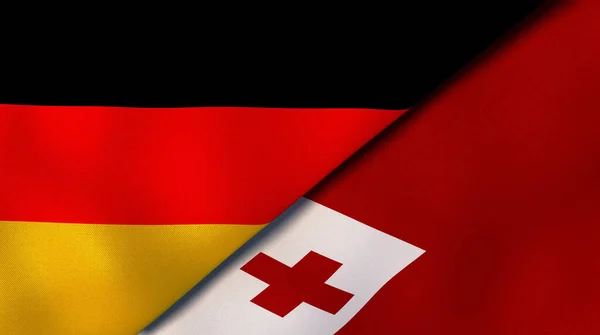 Twee Staten Vlaggen Van Duitsland Tonga Hoge Kwaliteit Zakelijke Achtergrond — Stockfoto