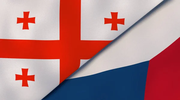 Флаги Двух Государств Грузии Чехии Высококачественный Бизнес Фон Иллюстрация — стоковое фото