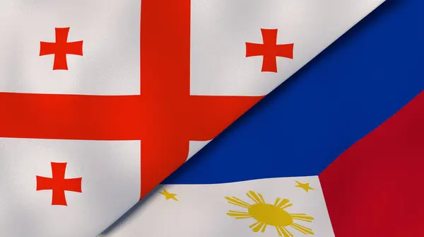 Två Stater Flaggar Georgien Och Filippinerna Hög Kvalitet Affärsbakgrund Illustration — Stockfoto