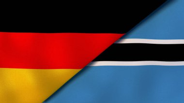 Almanya ve Botswana 'nın iki bayrağı. Kaliteli bir iş geçmişi. 3d illüstrasyon