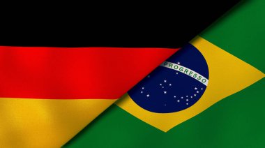Almanya ve Brezilya 'nın iki bayrağı. Kaliteli bir iş geçmişi. 3d illüstrasyon