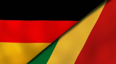 Almanya ve Kongo 'nun iki bayrağı. Kaliteli bir iş geçmişi. 3d illüstrasyon