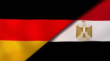 Almanya ve Mısır 'ın iki bayrağı. Kaliteli bir iş geçmişi. 3d illüstrasyon