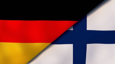 Almanya ve Finlandiya 'nın iki bayrağı. Kaliteli bir iş geçmişi. 3d illüstrasyon