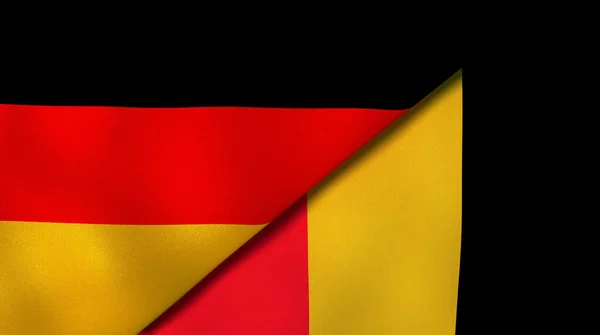 Twee Staatsvlaggen Van Duitsland België Hoge Kwaliteit Zakelijke Achtergrond Illustratie — Stockfoto
