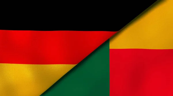 Due Stati Bandiere Della Germania Del Benin Contesto Aziendale Alta — Foto Stock