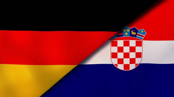 Twee Staten Vlaggen Van Duitsland Kroatië Hoge Kwaliteit Zakelijke Achtergrond — Stockfoto