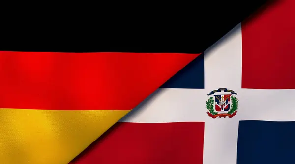 Dwie Flagi Stanowe Niemiec Dominikany Wysokiej Jakości Doświadczenie Biznesowe Ilustracja — Zdjęcie stockowe