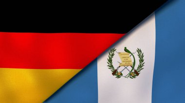 Almanya ve Guatemala 'nın iki bayrağı. Kaliteli bir iş geçmişi. 3d illüstrasyon