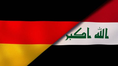 Almanya ve Irak 'ın iki bayrağı. Kaliteli bir iş geçmişi. 3d illüstrasyon