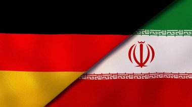 Almanya ve İran 'ın iki bayrağı. Kaliteli bir iş geçmişi. 3d illüstrasyon