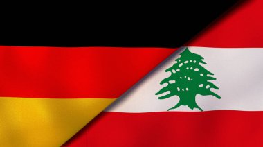 Almanya ve Lübnan 'ın iki bayrağı. Kaliteli bir iş geçmişi. 3d illüstrasyon