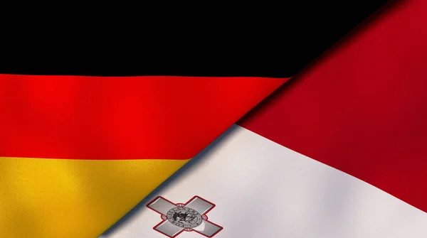 Twee Vlaggen Van Duitsland Malta Hoge Kwaliteit Zakelijke Achtergrond Illustratie — Stockfoto