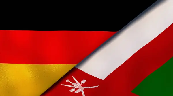 Twee Staten Vlaggen Van Duitsland Oman Hoge Kwaliteit Zakelijke Achtergrond — Stockfoto