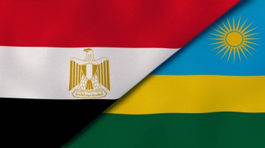 Mısır ve Ruanda 'nın iki bayrağı. Kaliteli bir iş geçmişi. 3d illüstrasyon