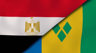 Mısır, Saint Vincent ve Grenadine 'in iki bayrağı. Kaliteli bir iş geçmişi. 3d illüstrasyon