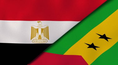 Mısır ve Sao Tome ve Principe 'nin iki bayrağı. Kaliteli bir iş geçmişi. 3d illüstrasyon