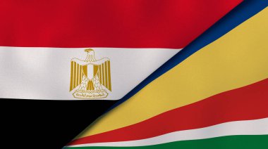 Mısır ve Seyşeller 'in iki bayrağı. Kaliteli bir iş geçmişi. 3d illüstrasyon