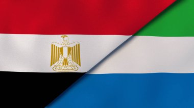 Mısır ve Sierra Leone 'nin iki bayrağı. Kaliteli bir iş geçmişi. 3d illüstrasyon