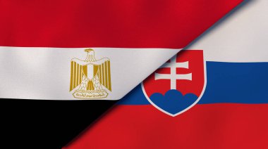 Mısır ve Slovakya 'nın iki bayrağı. Kaliteli bir iş geçmişi. 3d illüstrasyon