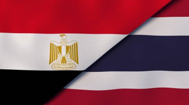 Mısır ve Tayland 'ın iki bayrağı. Kaliteli bir iş geçmişi. 3d illüstrasyon