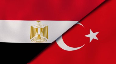 Mısır ve Türkiye 'nin iki bayrağı. Kaliteli bir iş geçmişi. 3d illüstrasyon