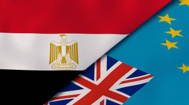 Mısır ve Tuvalu 'nun iki bayrağı. Kaliteli bir iş geçmişi. 3d illüstrasyon