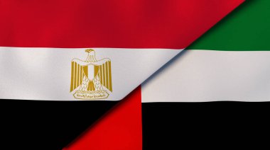 Mısır ve Birleşik Arap Emirlikleri 'nin iki bayrağı. Kaliteli bir iş geçmişi. 3d illüstrasyon
