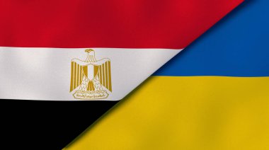 Mısır ve Ukrayna 'nın iki bayrağı. Kaliteli bir iş geçmişi. 3d illüstrasyon