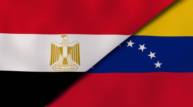Mısır ve Venezuela 'nın iki bayrağı. Kaliteli bir iş geçmişi. 3d illüstrasyon