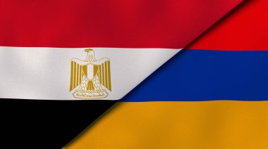 Mısır ve Ermenistan 'ın iki bayrağı. Kaliteli bir iş geçmişi. 3d illüstrasyon