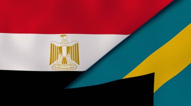 Mısır ve Bahamalar 'ın iki bayrağı. Kaliteli bir iş geçmişi. 3d illüstrasyon