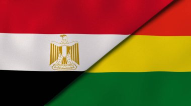 Mısır ve Bolivya 'nın iki bayrağı. Kaliteli bir iş geçmişi. 3d illüstrasyon