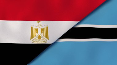 Mısır ve Botswana 'nın iki bayrağı. Kaliteli bir iş geçmişi. 3d illüstrasyon