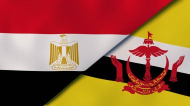 Mısır ve Brunei 'nin iki bayrağı. Kaliteli bir iş geçmişi. 3d illüstrasyon
