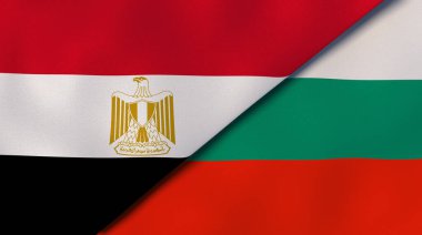Mısır ve Bulgaristan 'ın iki bayrağı. Kaliteli bir iş geçmişi. 3d illüstrasyon